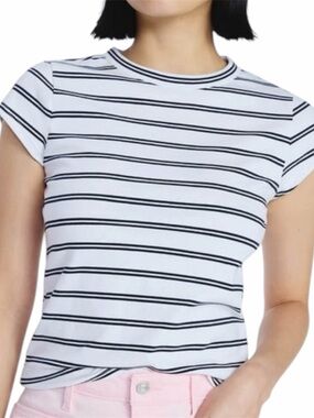 🆕 Free Assembly Striped Crewneck Cap Sleeve Tee